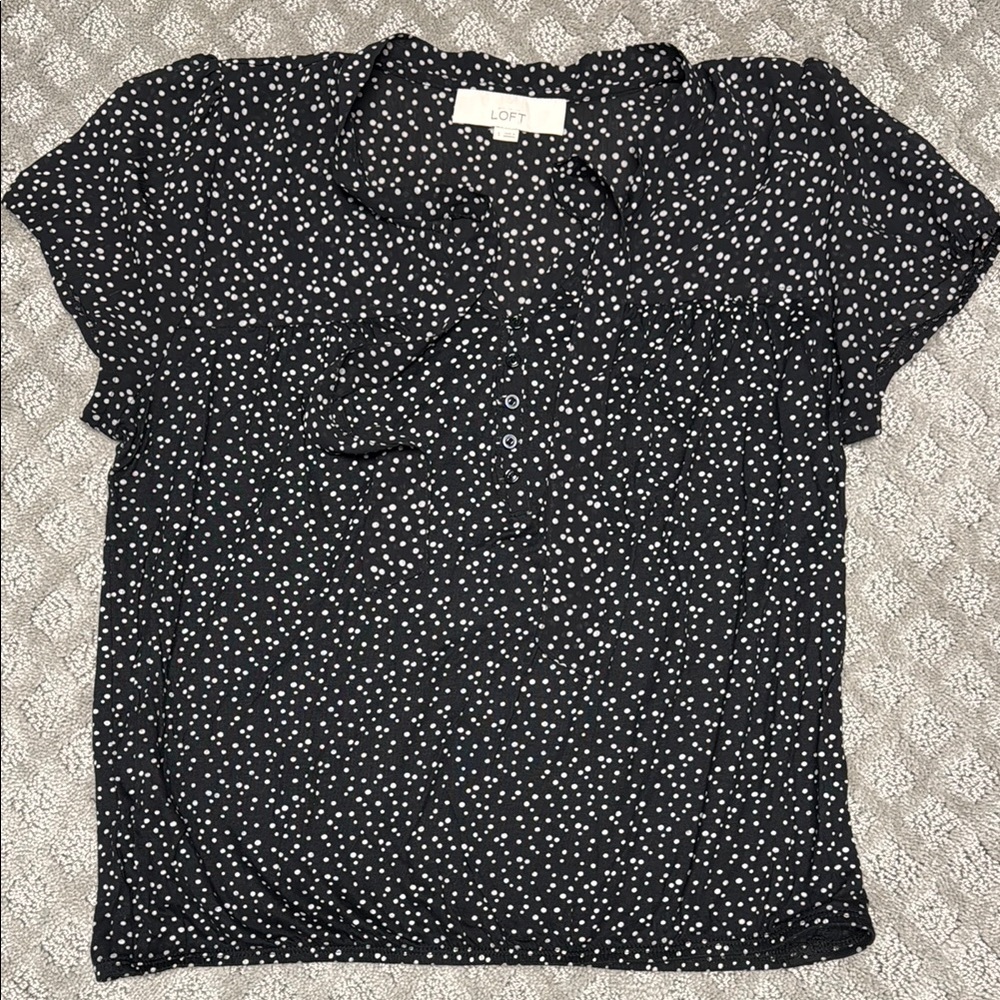 LOFT Black and White Polka Dot Blouse